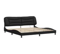 vidaXL Estructura de Cama con Luces LED, Somier Armazón de Listones, Cama de Matrimonio, Mueble para Dormitorio, Cuero Sintético Negro 200x200 cm
