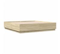 vidaXL Estructura de Cama con Luces LED, Somier de Invitados, Armazón de Cama, Mueble para Dormitorio, Madera Roble Sonoma 200x200 cm