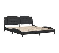vidaXL Estructura de Cama con Luz LED, Somier Armazón de Listones, Cama de Matrimonio, Mueble para Dormitorio, Cuero Sintético Negro 180x200 cm
