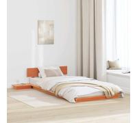 vidaXL Estructura de Cama con Mesas de Noche Marrón Encerada 90X190Cm Madera Maciza Solución de Almacenamiento Integrado Muebles para Dormitorio para Adultos Plataforma Estilo Japonés de Pino Doble