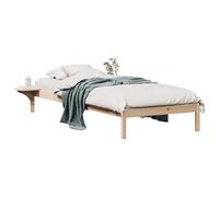 vidaXL Estructura de Cama con Mesitas Natural 90 x 210 cm, Cama Plataforma Moderna, Estructura de Pino Resistente, solución Funcional para Dormir, Mueble Minimalista