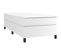 vidaXL Estructura de Cama con somier Cuero sintético Blanco 90x190 cm