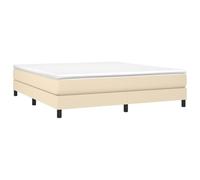 vidaXL Estructura de Cama con Somier, Somier de Matrimonio de Listones, Base de Cama Tapizada, Mueble para Dormitorio Hogar, Tela Color Crema 180x200 cm