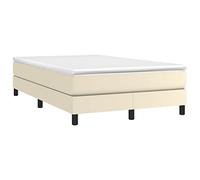 vidaXL Estructura de Cama con Somier, Somier de Matrimonio de Listones, Base de Cama Tapizada, Mueble para Dormitorio Hogar, Cuero Sintético Crema 120x200 cm