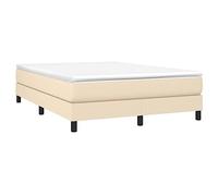 vidaXL Estructura de Cama, Somier de Matrimonio de Listones, Base de Cama Tapizada, Mueble para Dormitorio Hogar, Tela Color Crema 140x190 cm