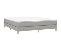 vidaXL Estructura de Cama con Somier, Somier de Matrimonio de Listones, Base de Cama Tapizada, Mueble para Dormitorio Hogar, Tela Gris Claro 180x200 cm