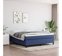 vidaXL Estructura de Cama con Somier, Somier de Matrimonio de Listones, Base de Cama Tapizada, Mueble para Dormitorio Hogar, Tela Azul 180x200 cm