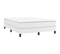 vidaXL Estructura de Cama, Somier de Matrimonio de Listones, Base de Cama Tapizada, Mueble para Dormitorio Hogar, Cuero Sintético Blanco 140x200 cm
