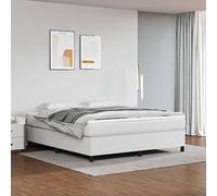 vidaXL Estructura de Cama, Somier de Matrimonio de Listones, Base de Cama Tapizada, Mueble para Dormitorio Hogar, Cuero Sintético Blanco 160x200 cm