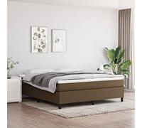 vidaXL Estructura de Cama, Somier de Matrimonio de Listones, Base de Cama Tapizada, Mueble para Dormitorio Hogar, Tela Marrón Oscuro 180x200 cm