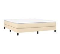 vidaXL Estructura de Cama con Somier, Somier de Matrimonio de Listones, Base de Cama Tapizada, Mueble para Dormitorio Hogar, Tela Color Crema 160x200 cm