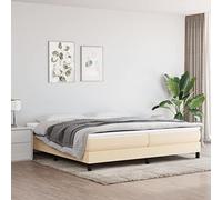 vidaXL Estructura de Cama, Somier de Matrimonio de Listones, Base de Cama Tapizada, Mueble para Dormitorio Hogar, Tela Color Crema 200x200 cm
