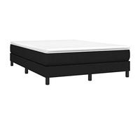 vidaXL Estructura de Cama con Somier, Somier de Matrimonio de Listones, Base de Cama Tapizada, Mueble para Dormitorio Hogar, Tela Negro 140x190 cm