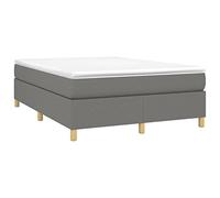 vidaXL Estructura de Cama con Somier, Somier de Matrimonio de Listones, Base de Cama Tapizada, Mueble para Dormitorio Hogar, Tela Gris Oscuro 140x200 cm