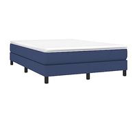 vidaXL Estructura de Cama, Somier de Matrimonio de Listones, Base de Cama Tapizada, Mueble para Dormitorio Hogar, Tela Azul 140x190 cm