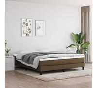 vidaXL Estructura de Cama, Somier de Matrimonio de Listones, Base de Cama Tapizada, Mueble para Dormitorio Hogar, Tela Marrón Oscuro 180x200 cm