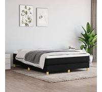 vidaXL Estructura de Cama, Somier de Matrimonio de Listones, Base de Cama Tapizada, Mueble para Dormitorio Hogar, Tela Negra 140x200 cm