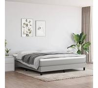 vidaXL Estructura de Cama, Somier de Matrimonio de Listones, Base de Cama Tapizada, Mueble para Dormitorio Hogar, Tela Gris Claro 160x200 cm
