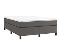 vidaXL Estructura de Cama con Somier, Somier de Matrimonio de Listones, Base de Cama Tapizada, Mueble para Dormitorio Hogar, Cuero Sintético Gris 140x190 cm