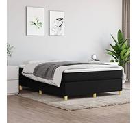 vidaXL Estructura de Cama, Somier de Matrimonio de Listones, Base de Cama Tapizada, Mueble para Dormitorio Hogar, Tela Negra 140x200 cm