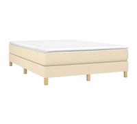 vidaXL Estructura de cama con somier de listones, base tapizada en tela color crema 140x190 cm