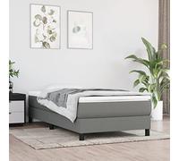 vidaXL Estructura de Cama, Somier Individual de Listones, Base de Cama Tapizada, Mueble para Dormitorio Hogar, Tela Gris Oscuro 80x200 cm