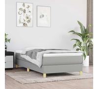 vidaXL Estructura de Cama, Somier Individual de Listones, Base de Cama Tapizada, Mueble para Dormitorio Hogar, Tela Gris Claro 80x200 cm