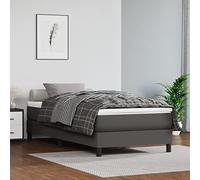 vidaXL Estructura de Cama, Somier Individual de Listones, Base de Cama Tapizada, Mueble para Dormitorio Hogar, Cuero Sintético Gris 90x200 cm