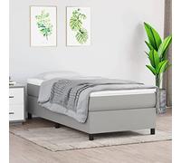 vidaXL Estructura de Cama, Somier Individual de Listones, Base de Cama Tapizada, Mueble para Dormitorio Hogar, Tela Gris Claro 90x190 cm