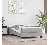 vidaXL Estructura de Cama con Somier, Somier Individual de Listones, Base de Cama Tapizada, Mueble para Dormitorio Hogar, Tela Gris Claro 100x200 cm