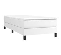 vidaXL Estructura de Cama con Somier, Somier Individual de Listones, Base de Cama Tapizada, Mueble para Dormitorio Hogar, Cuero Sintético Blanco 90x200 cm
