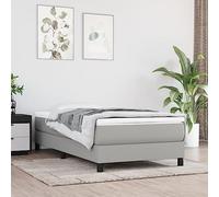 vidaXL Estructura de Cama con Somier, Somier Individual de Listones, Base de Cama Tapizada, Mueble para Dormitorio Hogar, Tela Gris Claro 90x190 cm