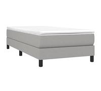 vidaXL Estructura de Cama, Somier Individual de Listones, Base de Cama Tapizada, Mueble para Dormitorio Hogar, Tela Gris Claro 90x200 cm