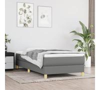 vidaXL Estructura de Cama, Somier Individual de Listones, Base de Cama Tapizada, Mueble para Dormitorio Hogar, Tela Gris Oscuro 80x200 cm