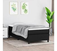 vidaXL Estructura de Cama, Somier Individual de Listones, Base de Cama Tapizada, Mueble para Dormitorio Hogar, Tela Negra 90x200 cm