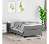 vidaXL Estructura de Cama, Somier Individual de Listones, Base de Cama Tapizada, Mueble para Dormitorio Hogar, Tela Gris Oscuro 90x190 cm
