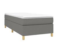 vidaXL Estructura de Cama con Somier, Somier Individual de Listones, Base de Cama Tapizada, Mueble para Dormitorio Hogar, Tela Gris Oscura 90x200 cm
