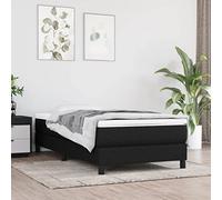 vidaXL Estructura de Cama, Somier Individual de Listones, Base de Cama Tapizada, Mueble para Dormitorio Hogar, Tela Negro 90x190 cm