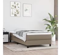 vidaXL Estructura de Cama con Somier, Somier Individual de Listones, Base de Cama Tapizada, Mueble para Dormitorio Hogar, Tela Gris Taupe 90x190 cm