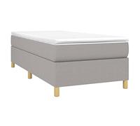 vidaXL Estructura de Cama, Somier Individual de Listones, Base de Cama Tapizada, Mueble para Dormitorio Hogar, Tela Gris Claro 90x200 cm