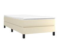 vidaXL Estructura de Cama con Somier, Somier Individual de Listones, Base de Cama Tapizada, Mueble para Dormitorio Hogar, Cuero Sintético Color Crema 90x190 cm