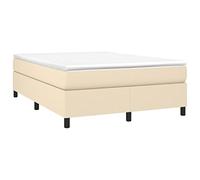 vidaXL Estructura de Cama, Somier de Matrimonio de Listones, Base de Cama Tapizada, Mueble para Dormitorio Hogar, Tela Color Crema 140x190 cm
