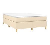 vidaXL Estructura de Cama, Somier de Matrimonio de Listones, Base de Cama Tapizada, Mueble para Dormitorio Hogar, Tela Color Crema 140x200 cm
