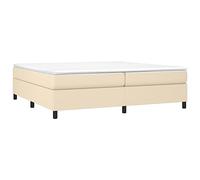 vidaXL Estructura de Cama, Somier de Matrimonio de Listones, Base de Cama Tapizada, Mueble para Dormitorio Hogar, Tela Color Crema 200x200 cm