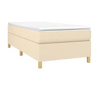 vidaXL Estructura de Cama, Somier Individual de Listones, Base de Cama Tapizada, Mueble para Dormitorio Hogar, Tela Color Crema 90x190 cm