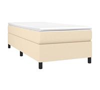 vidaXL Estructura de Cama, Somier Individual de Listones, Base de Cama Tapizada, Mueble para Dormitorio Hogar, Tela Color Crema 90x200 cm