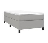 vidaXL Estructura de Cama, Somier Individual de Listones, Base de Cama Tapizada, Mueble para Dormitorio Hogar, Tela Gris Claro 90x190 cm
