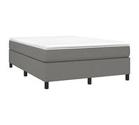 vidaXL Estructura de cama con somier de listones, tapizada en tela gris oscuro 140x200 cm