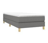 vidaXL Estructura de Cama con Somier, Somier Individual de Listones, Base de Cama Tapizada, Mueble para Dormitorio Hogar, Tela Gris Oscura 90x200 cm
