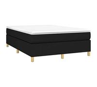 vidaXL Estructura de Cama con Somier, Somier de Matrimonio de Listones, Base de Cama Tapizada, Mueble para Dormitorio Hogar, Tela Negra 140x200 cm